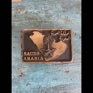 Vintage Saudi Arabia Anacortes Brass Works USA Solid Brass Belt Buckle 1978
